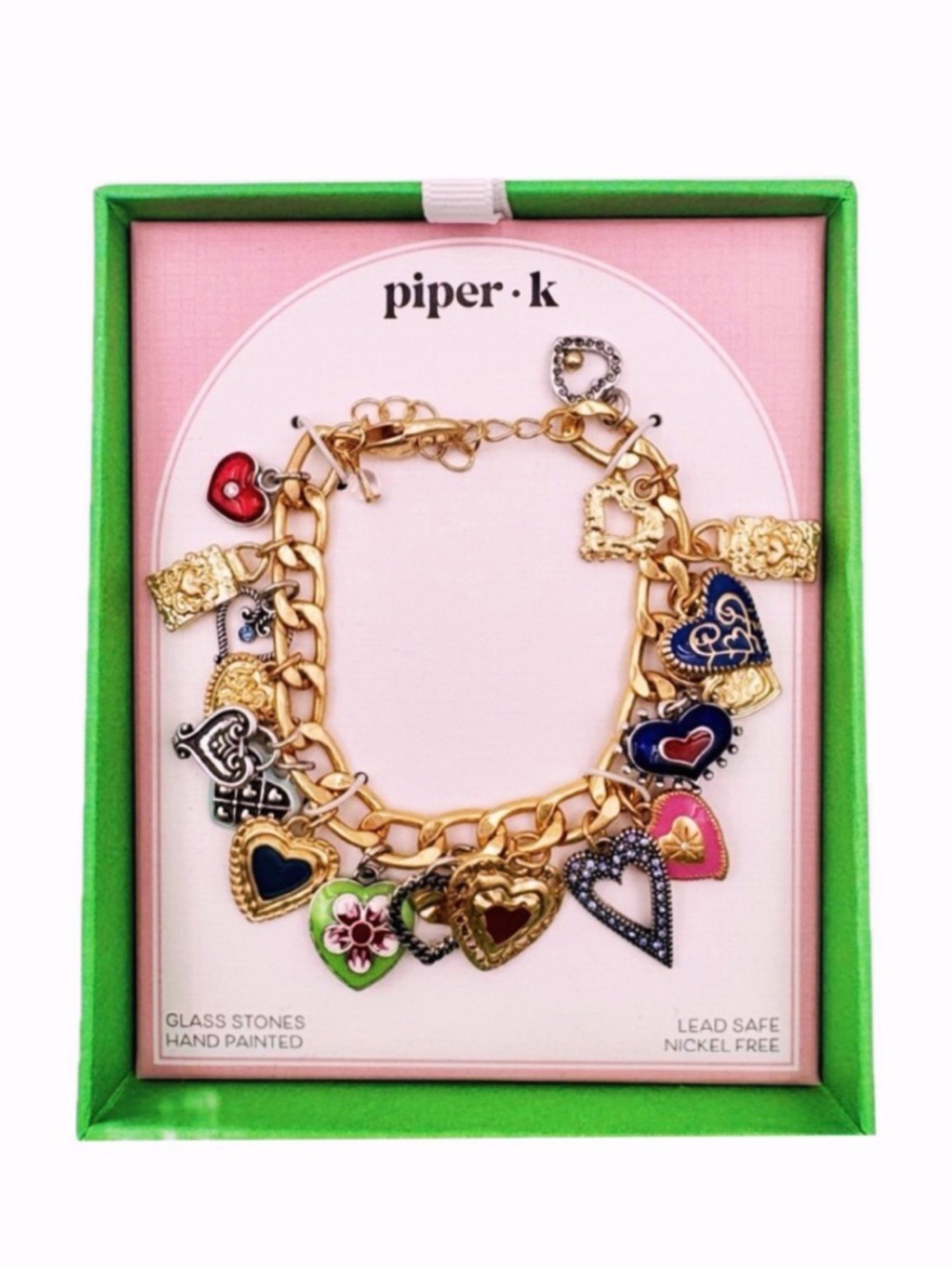 NWT ⚜️💖⚜️ Piper K Viral Gorgeous Brighton Style Multi Heart Charm Bracelet - Picture 3 of 11